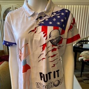 Womens large GarmentOne golf shirt with golf design